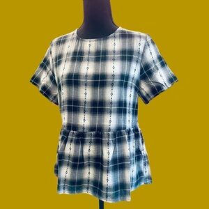 Plaid Peplum Blouse Sizes Small or Medium